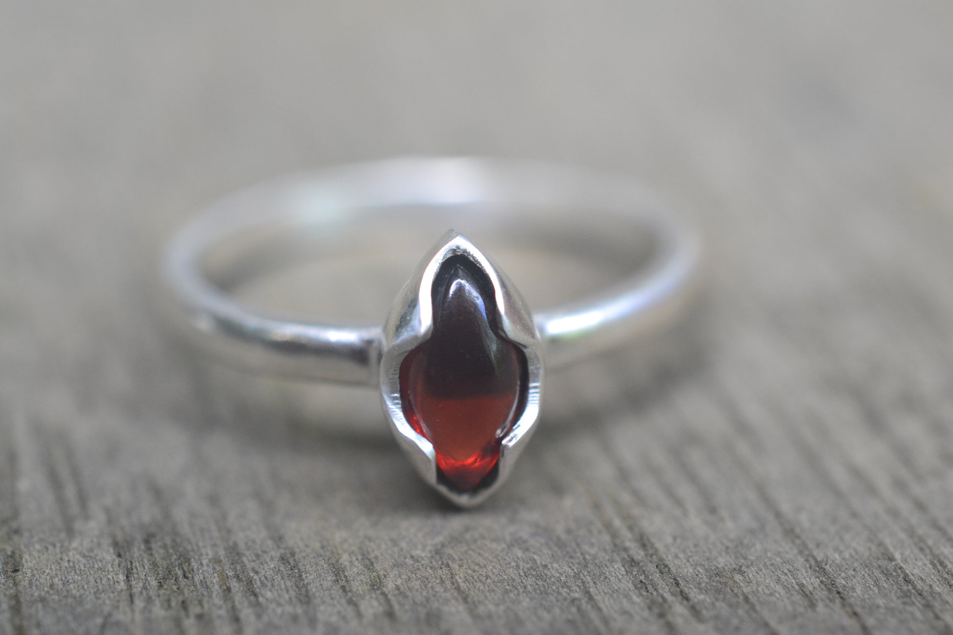 Red Garnet Ring in 925 Sterling Silver