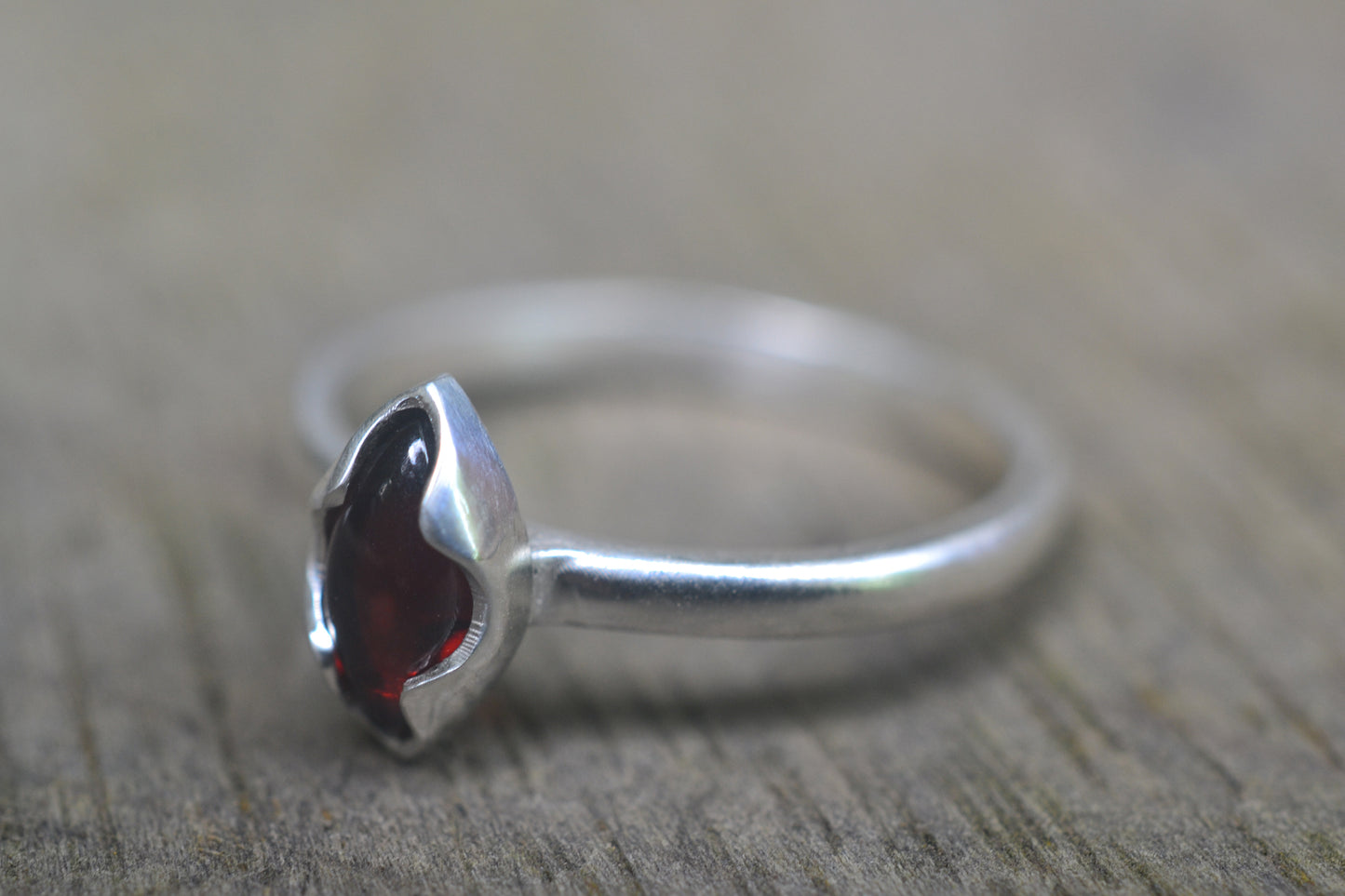 Red Garnet Gemstone Ring in Sterling Silver