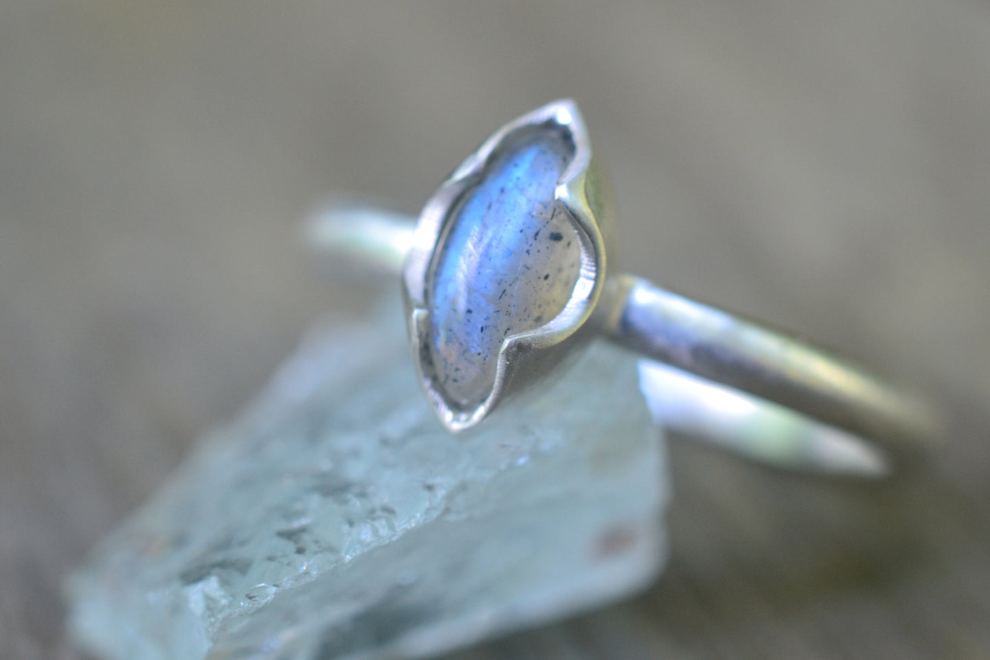 Bezel Set Labradorite Ring In Sterling Silver