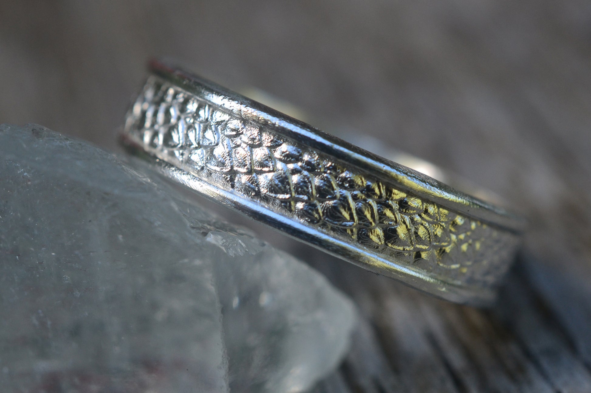 Wide Sterling Silver Dragon Wedding Band