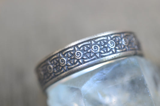 Oxidised Silver Sun Wedding Band for Men