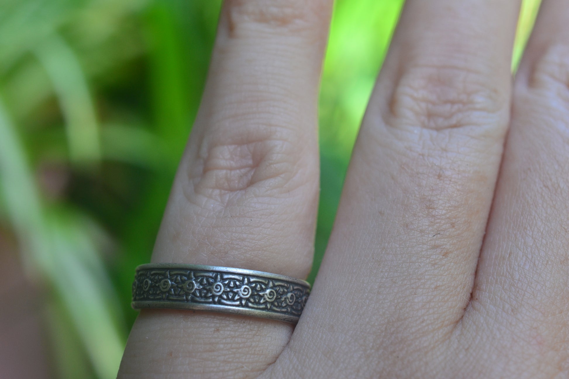 Men's 5mm Wide Silver Sun Ring
