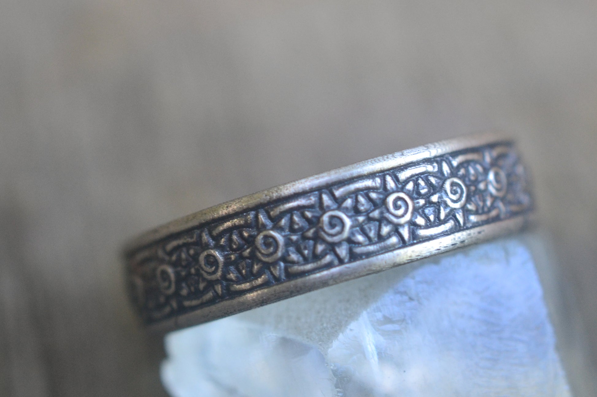 Art Deco Style Sun Wedding Ring in Silver