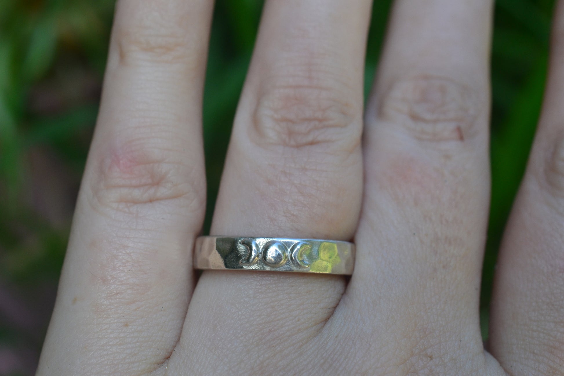 4mm Wide Sterling Silver Triple Moon Band