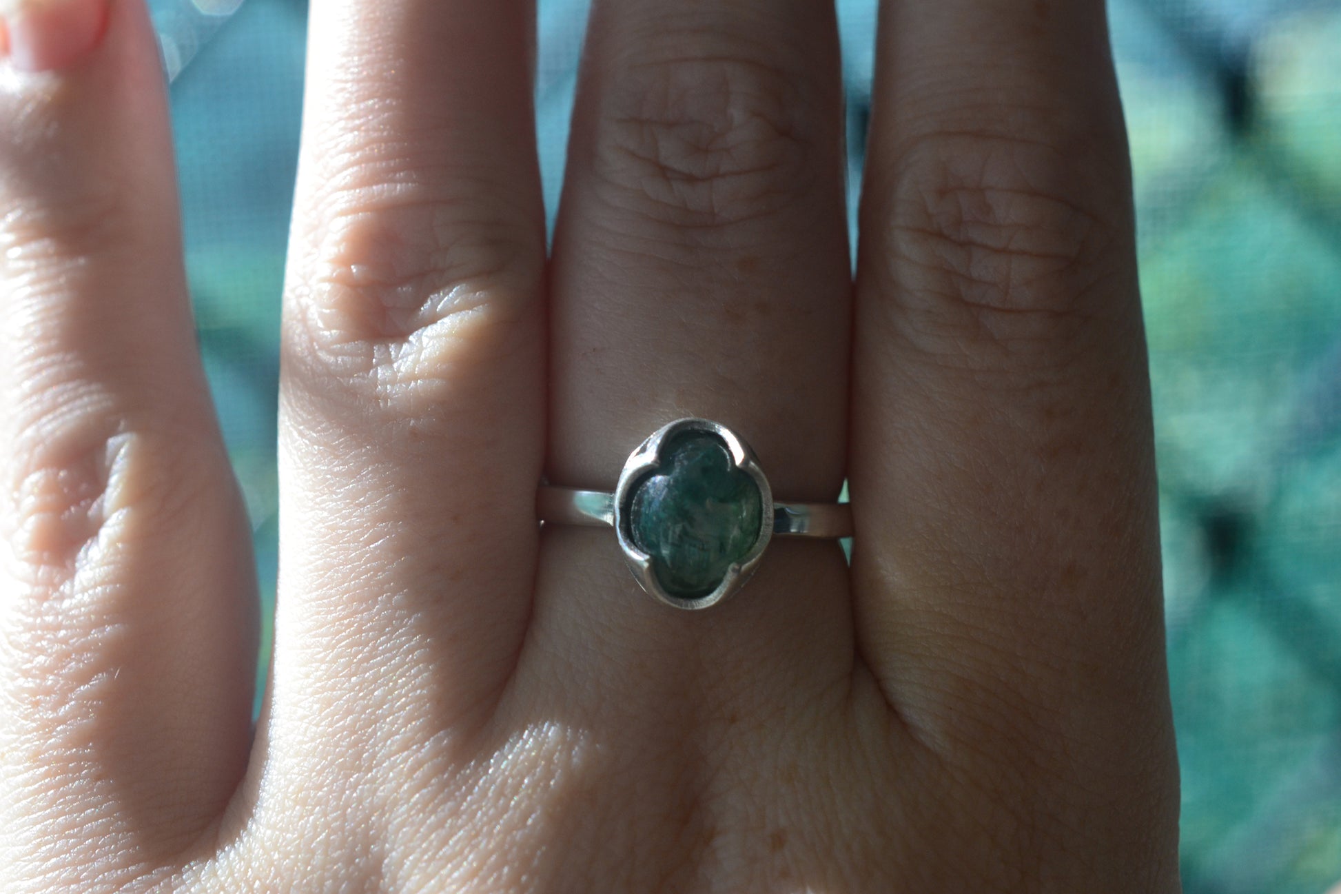 Moss Agate Statement Ring in Sterling Silver