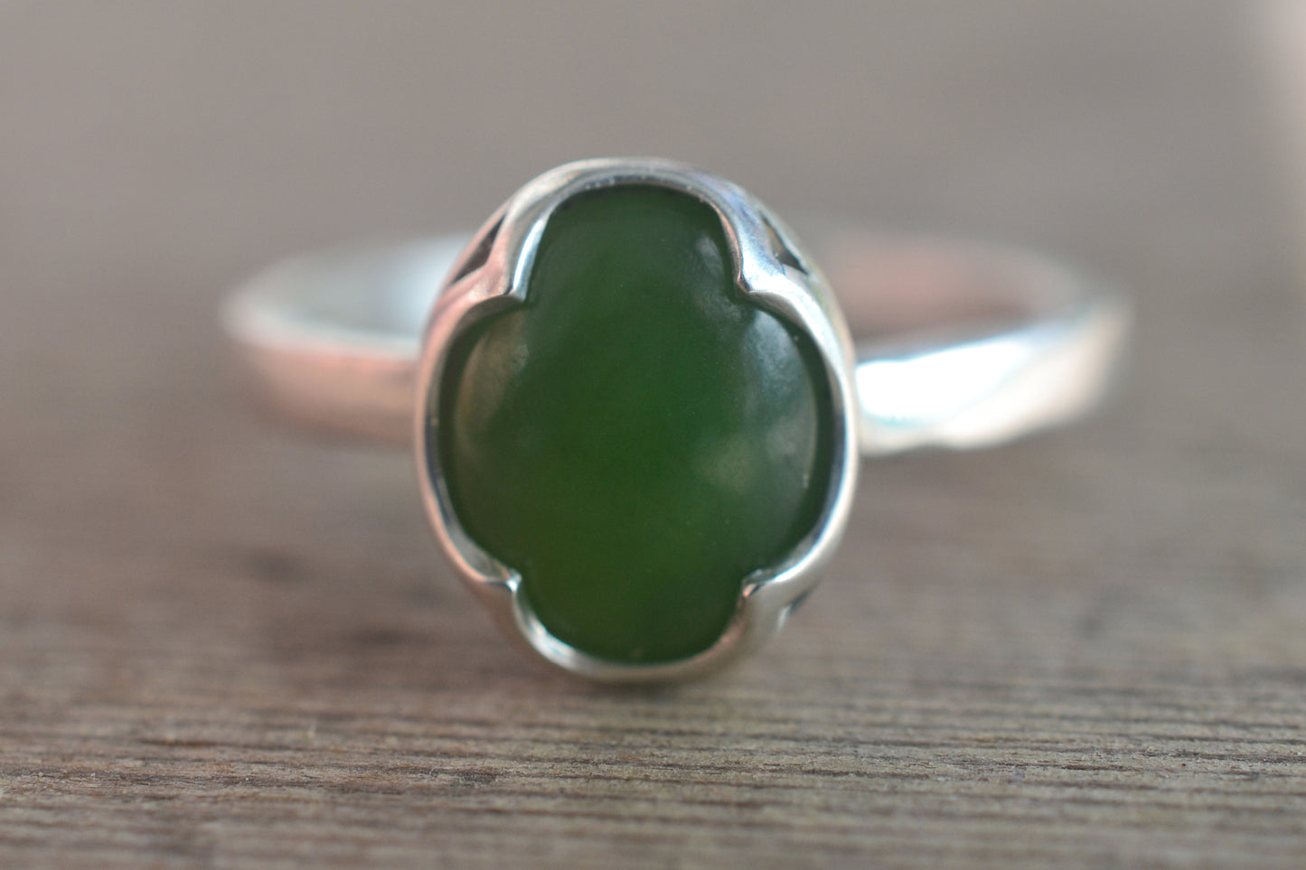 Natural Jade Ring in 925 Sterling Silver