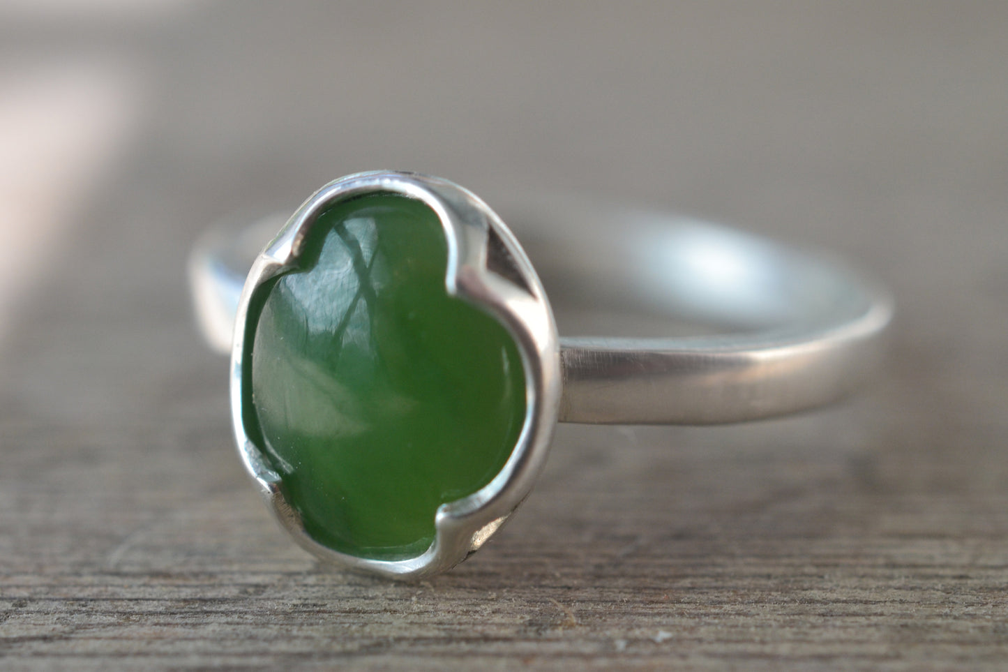 Oval Jade Ring in Sterling Silver