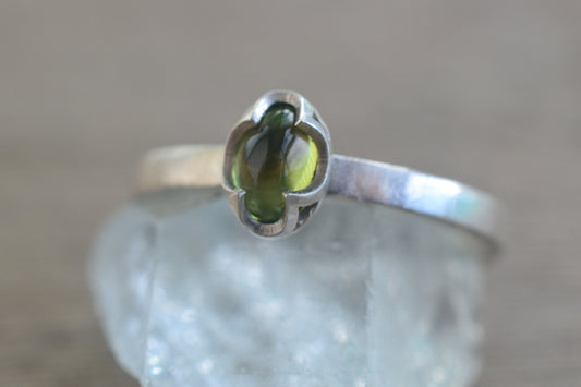 Dainty Peridot Ring in Recycled 925 Silver