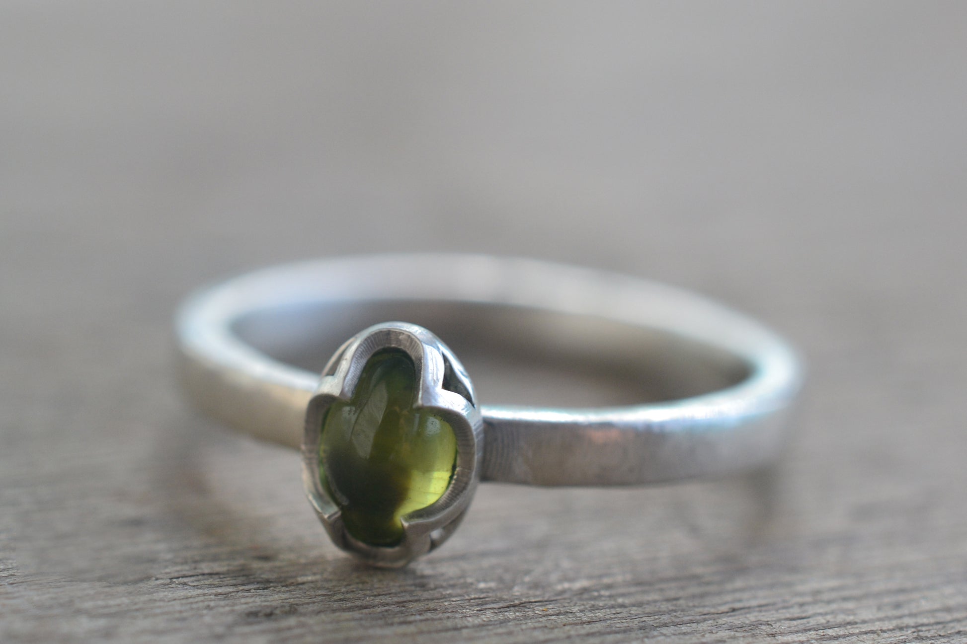 Simple Peridot Ring in Recycled Sterling Silver