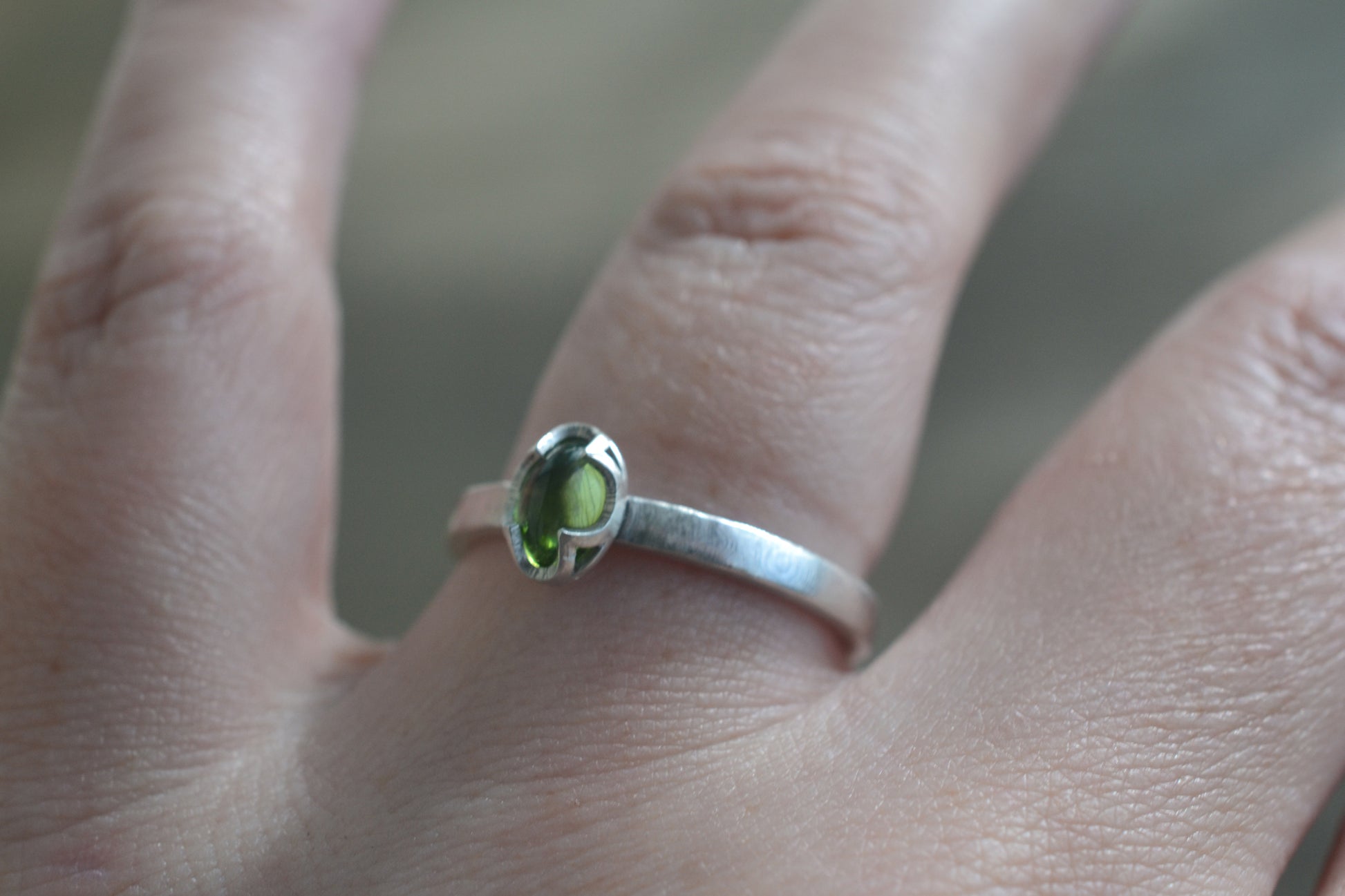 Simple Peridot Ring in Sterling Silver