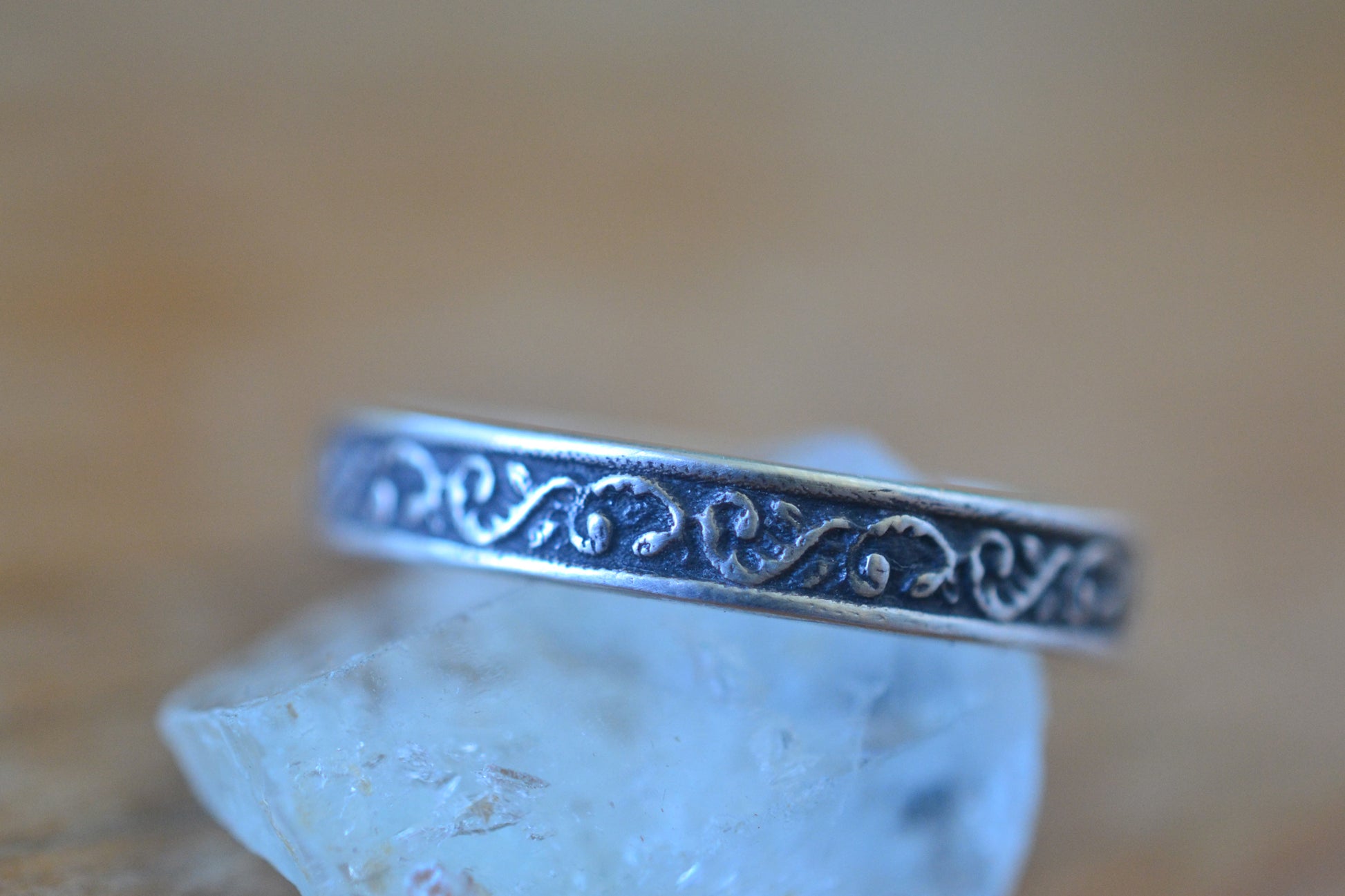 Oxidised Silver Renaissance Style Fern Ring