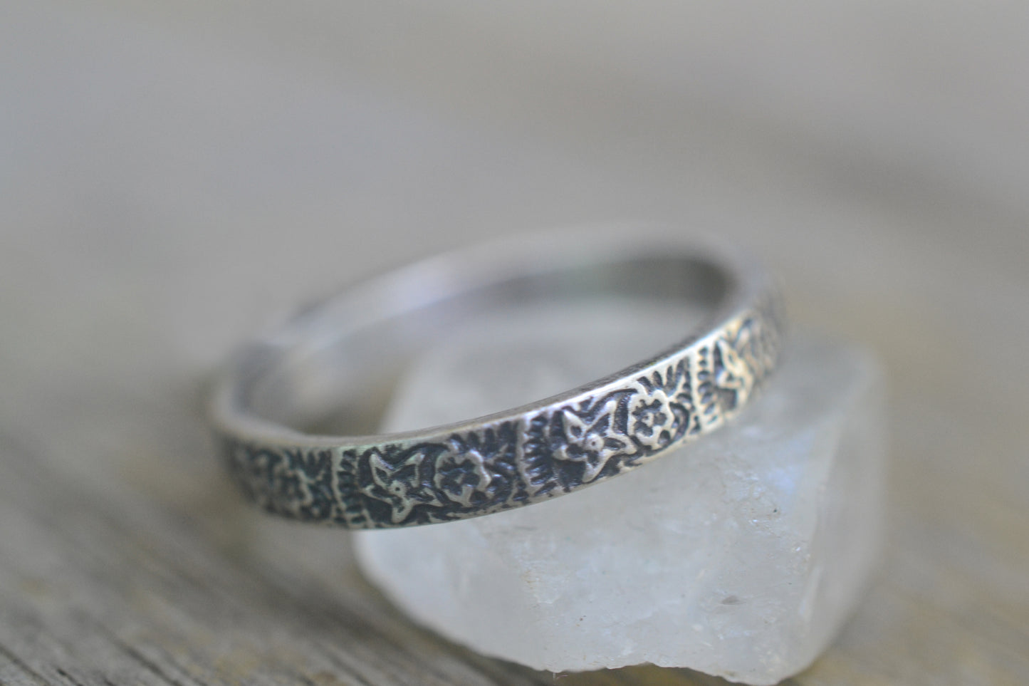 Oxidised Silver Country Flowers Ring