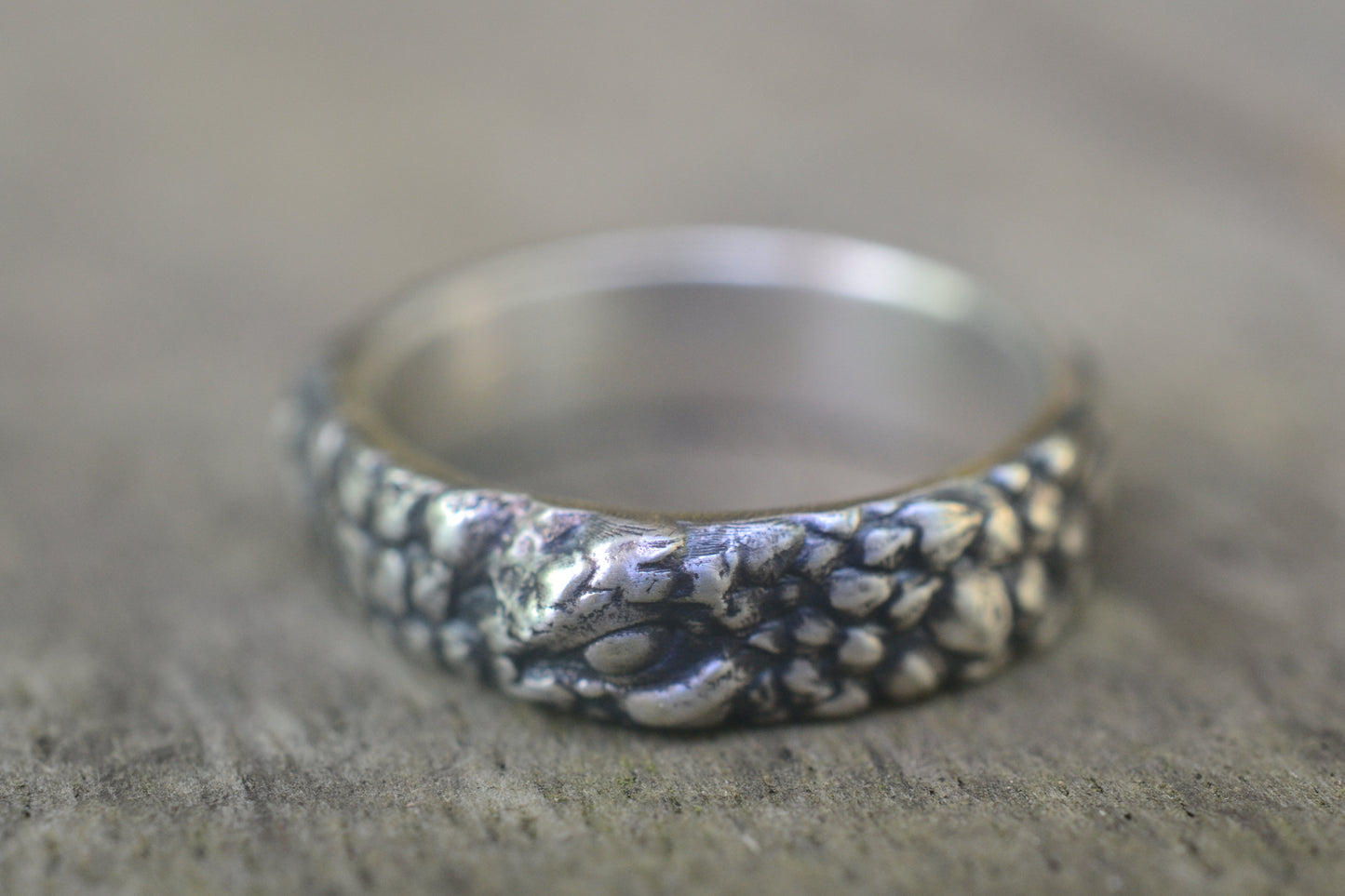 Oxidised Silver Dragon Scale Ring