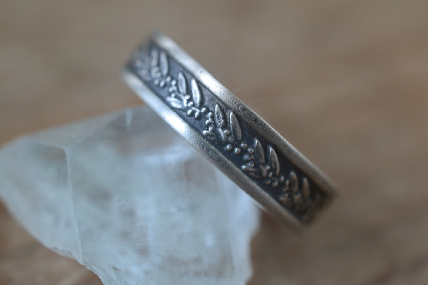 Sterling Silver Gum Leaf Ring For Men