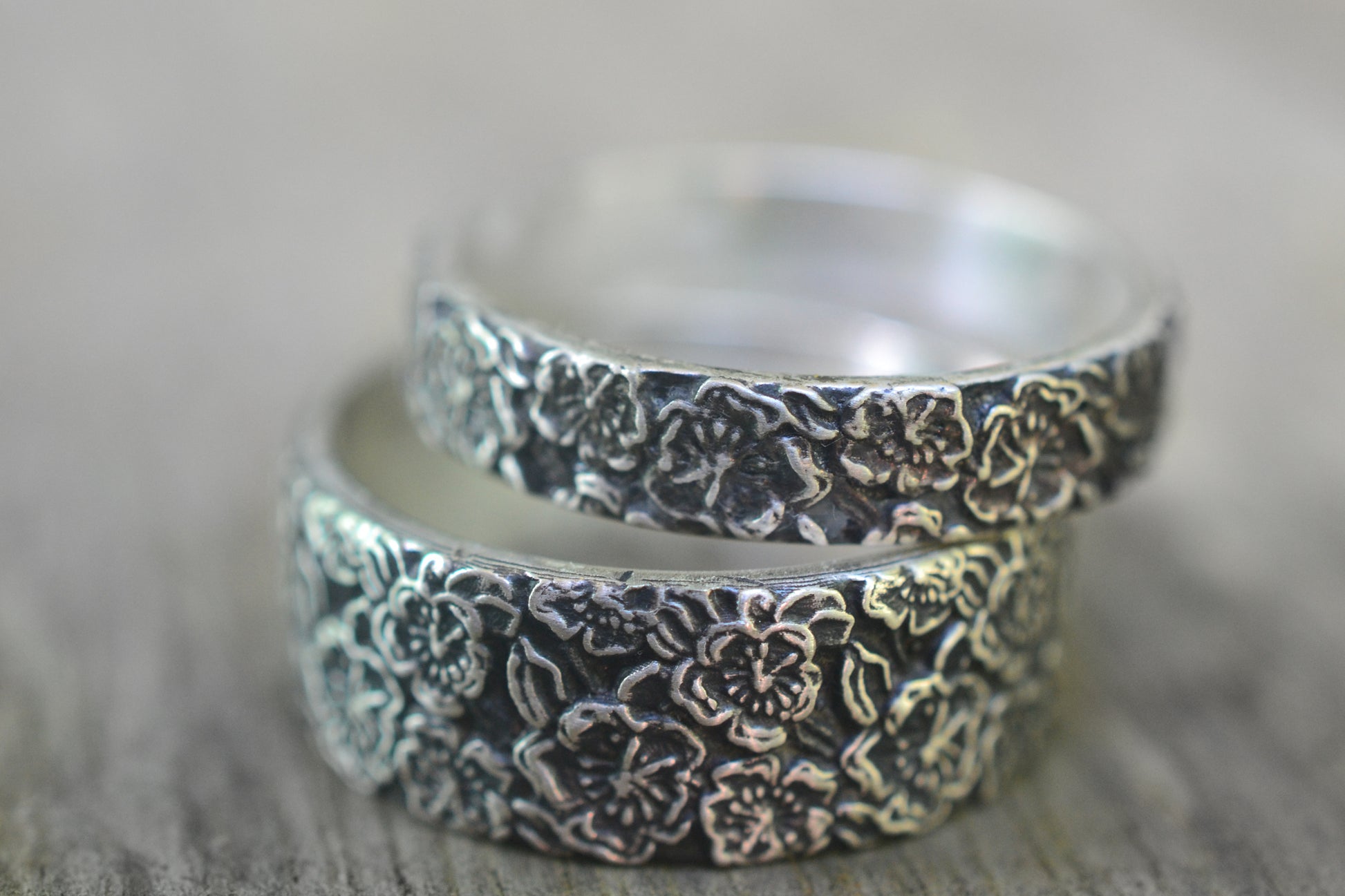 Peach Blossom Wedding Rings for Couple
