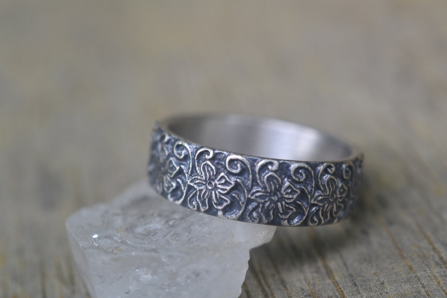 Nature Wedding Band With Hibiscus Flower