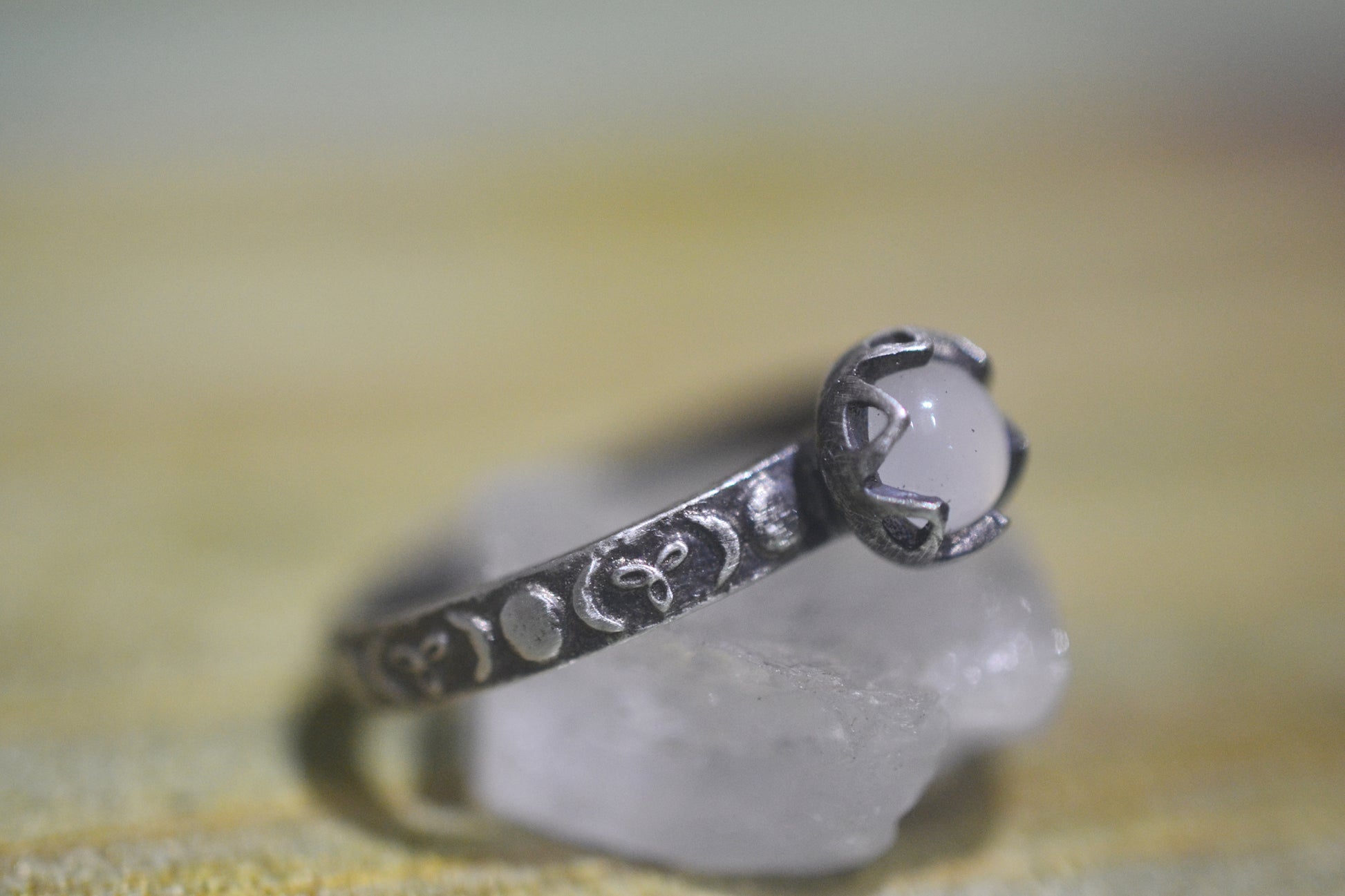 Oxidised Silver Celtic Moonstone Ring