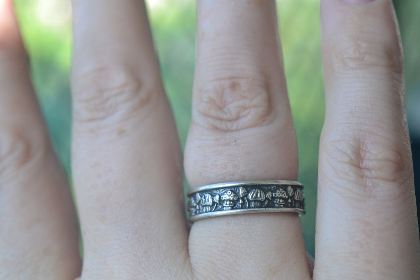 Mushroom & Toadstool Ring With Oxidised Finish