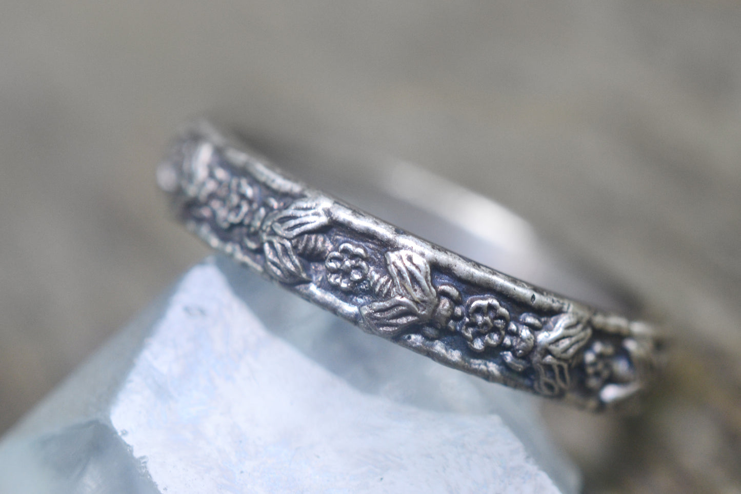 Oxidised Silver Honeybee Stacking Ring