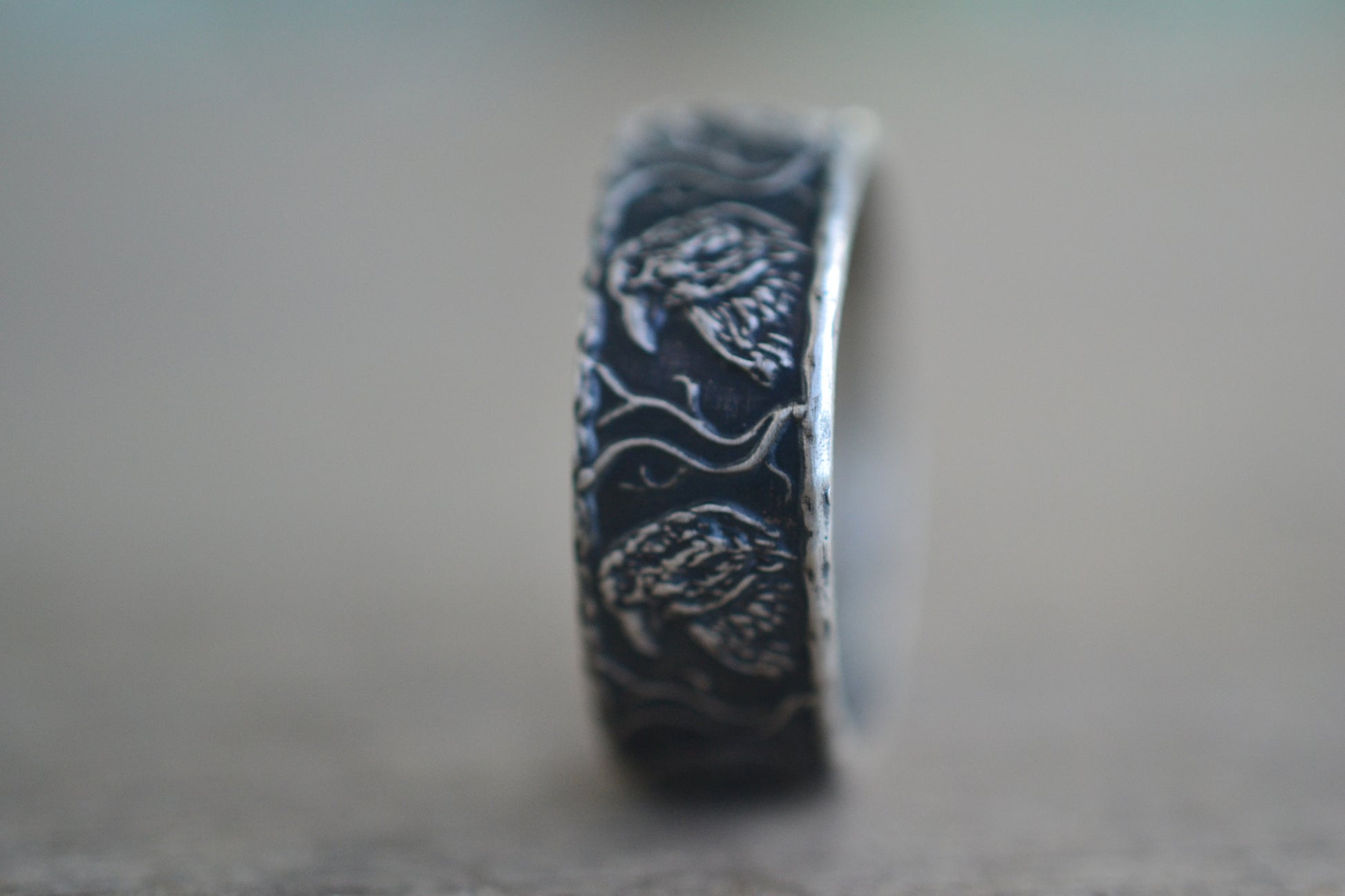 Raven & Branch Wedding Band in Oxidised Sterling