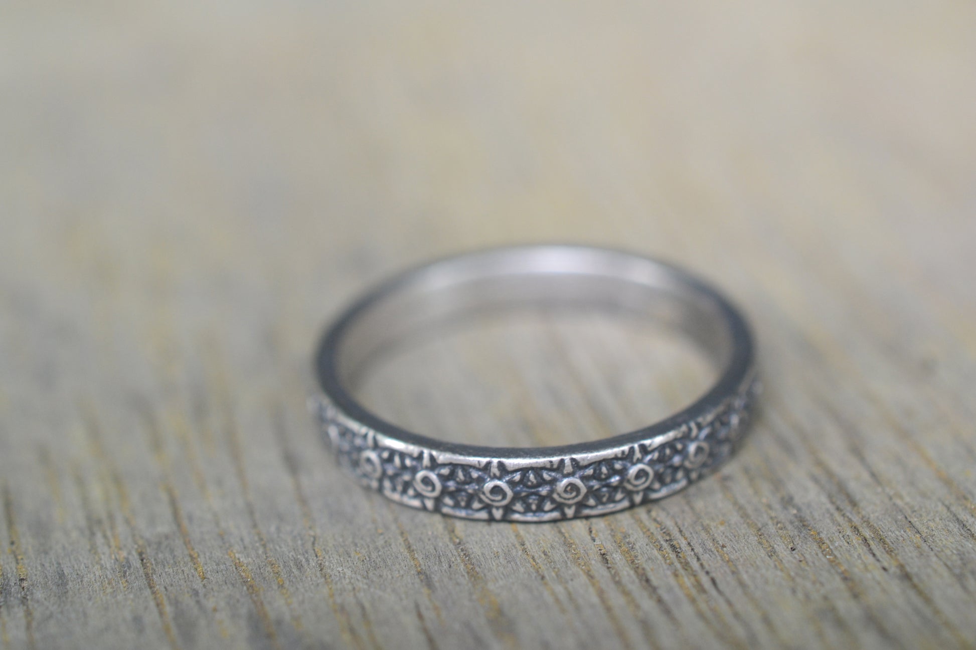 Oxidised Silver Sun Pattern Ring For Women