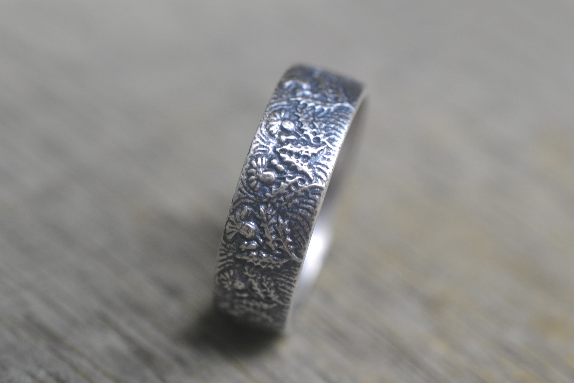Oxidised Silver Thistle Design Ring