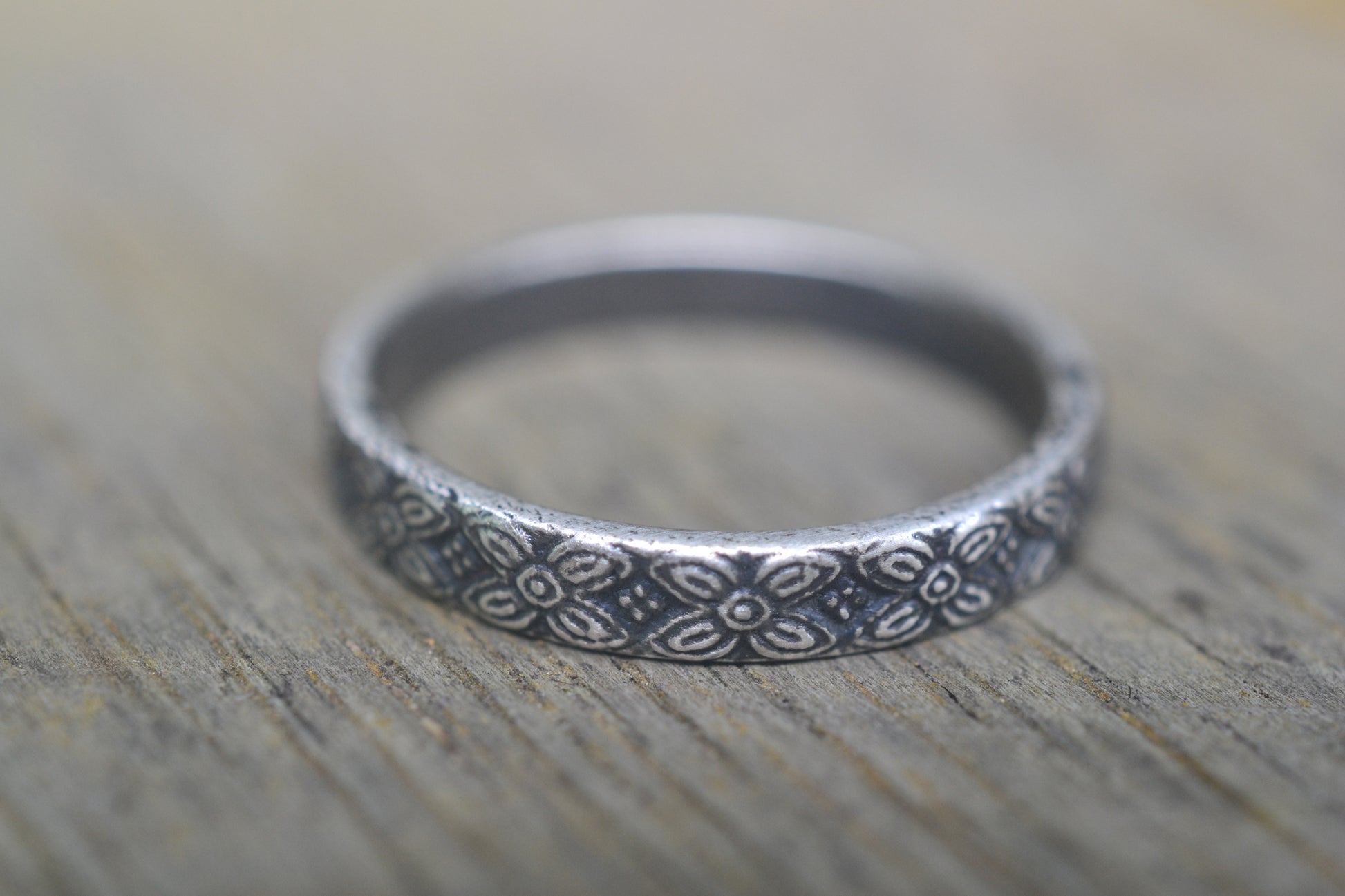 Oxidised Silver Victorian Style Poesy Ring