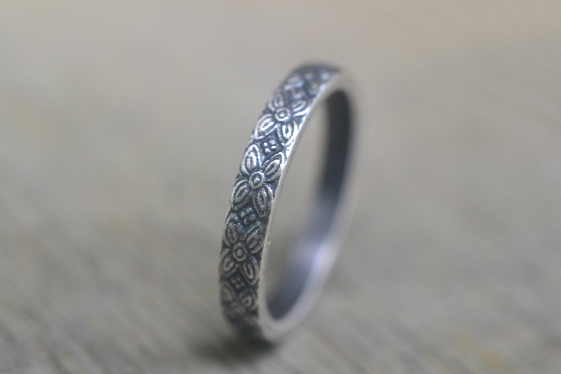 Oxidised Silver Medieval Style Poesy Band