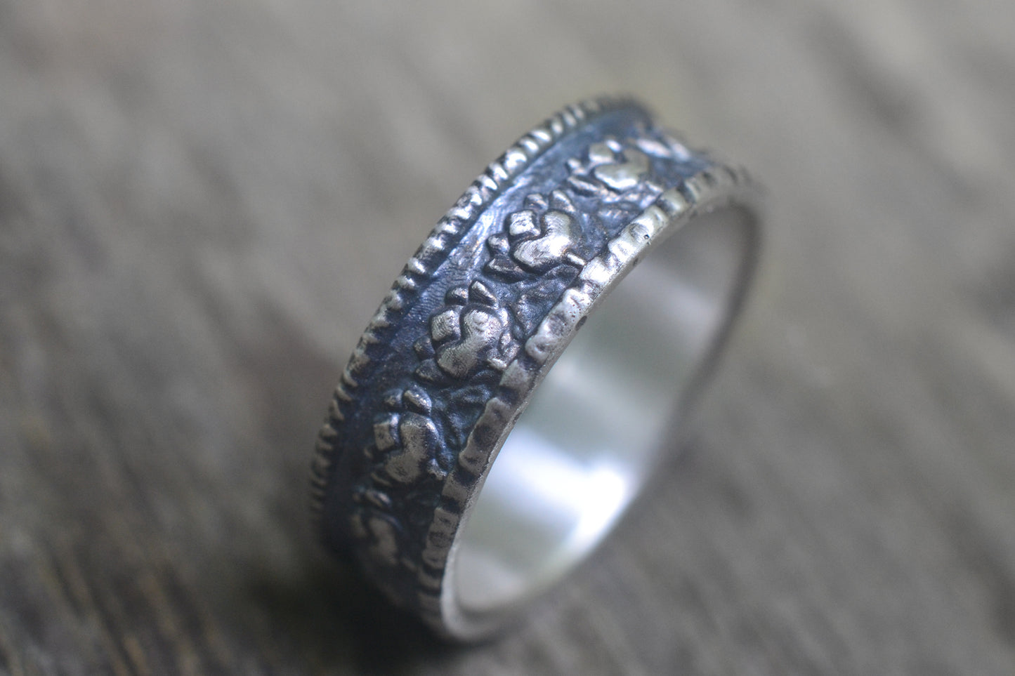 Oxidised Sterling Silver Water Lily Ring