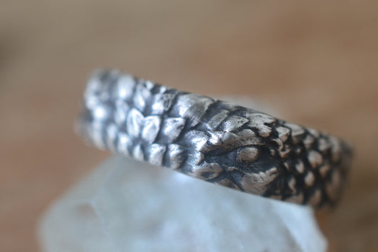 Oxidised Sterling Silver Dragon Band