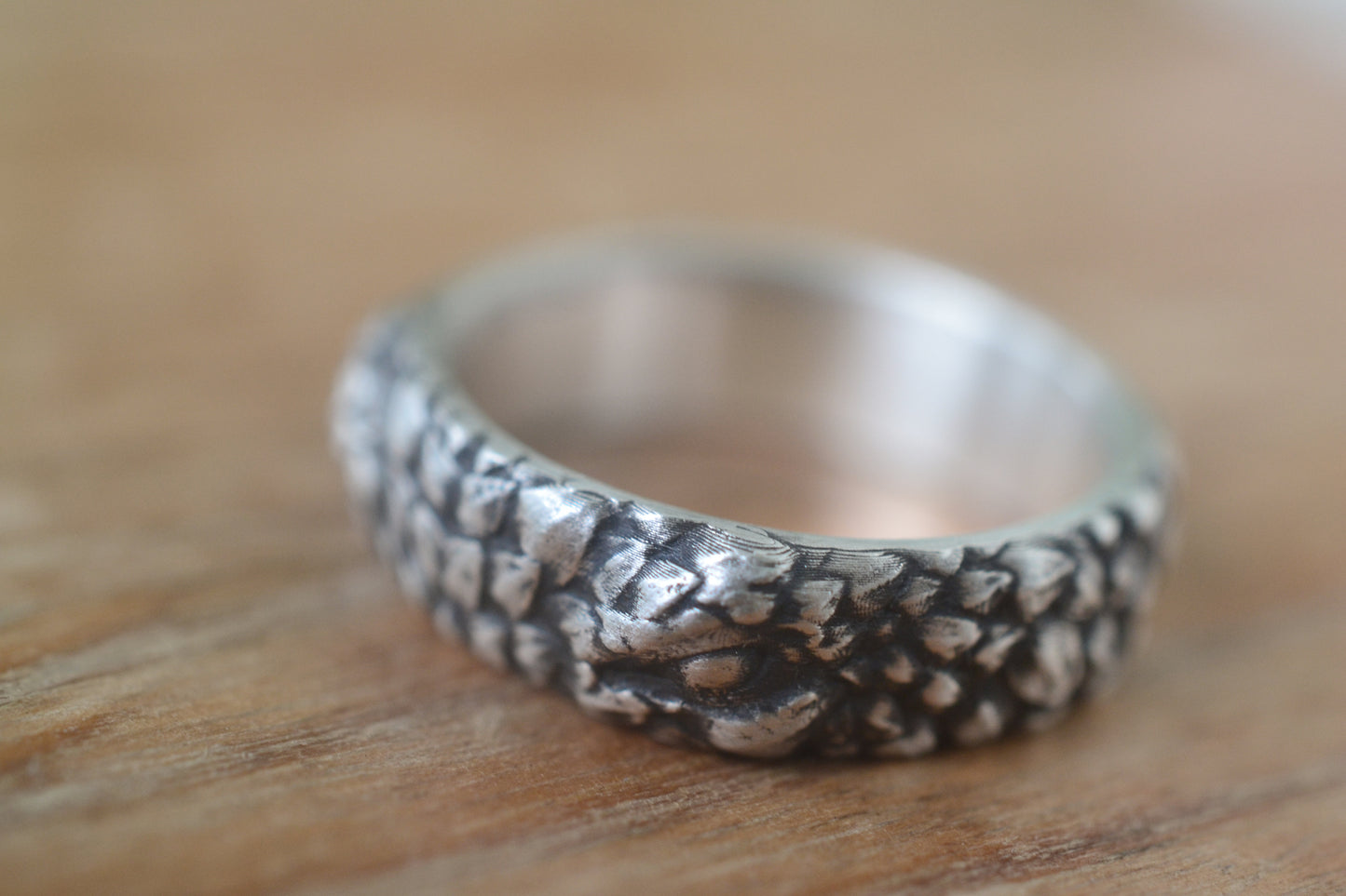 Oxidised Sterling Silver Dragon Scale Ring