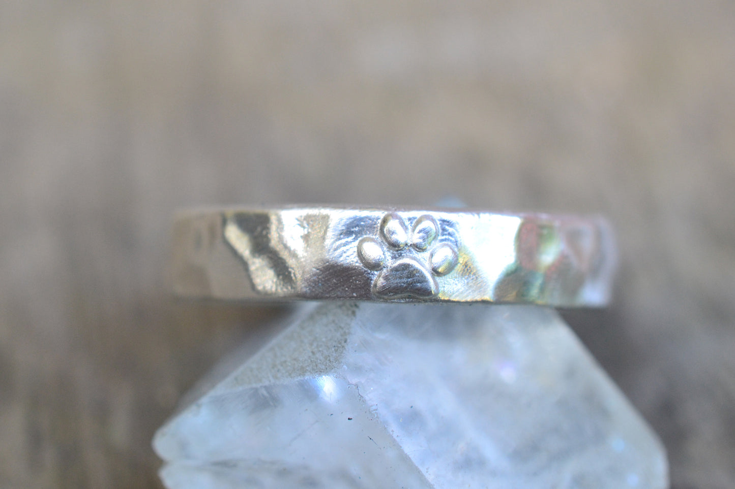 Recycled Silver Paw Print Charm Ring
