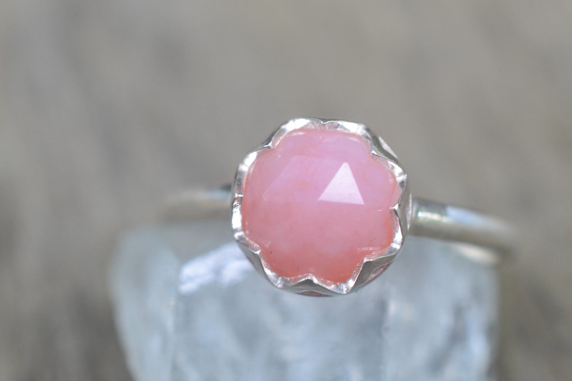 PInk Opal Cathedral Ring in Sterling Silver