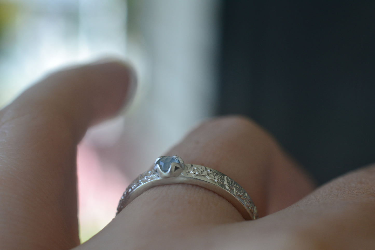 Bezel Set 3mm Chalcedony & Rose Ring