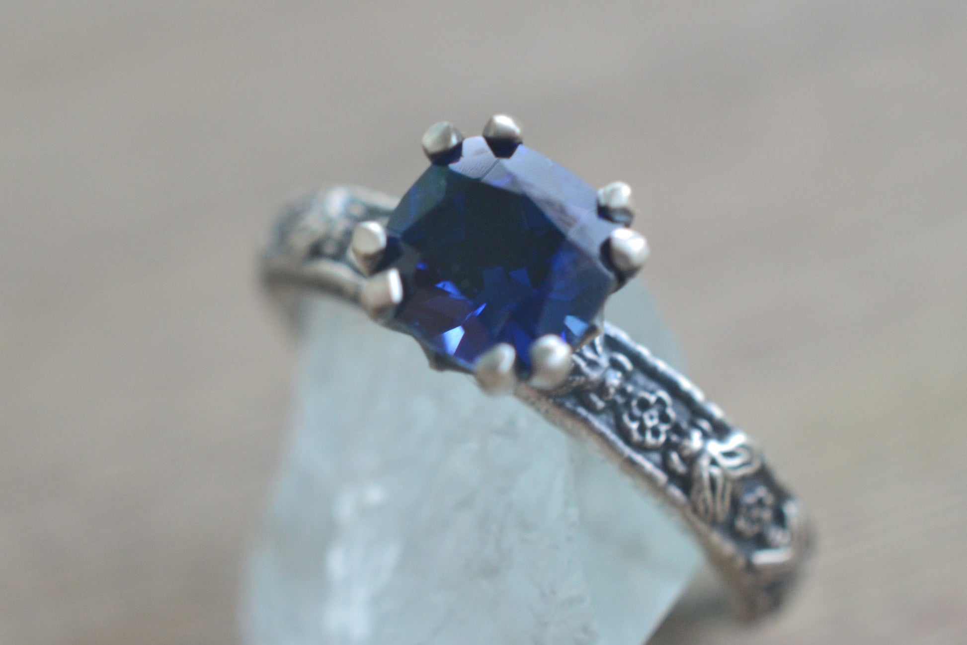 Blue Sapphire Honeybee Engagement Ring