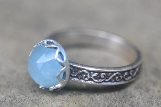 Oxidised Silver Aquamarine Statement Ring