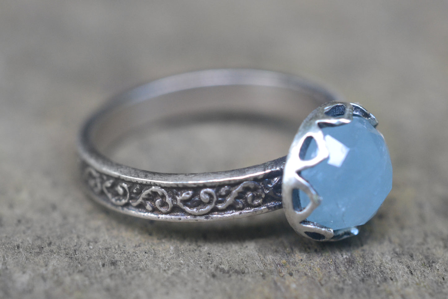 Renaissance Style Aquamarine Statement Ring