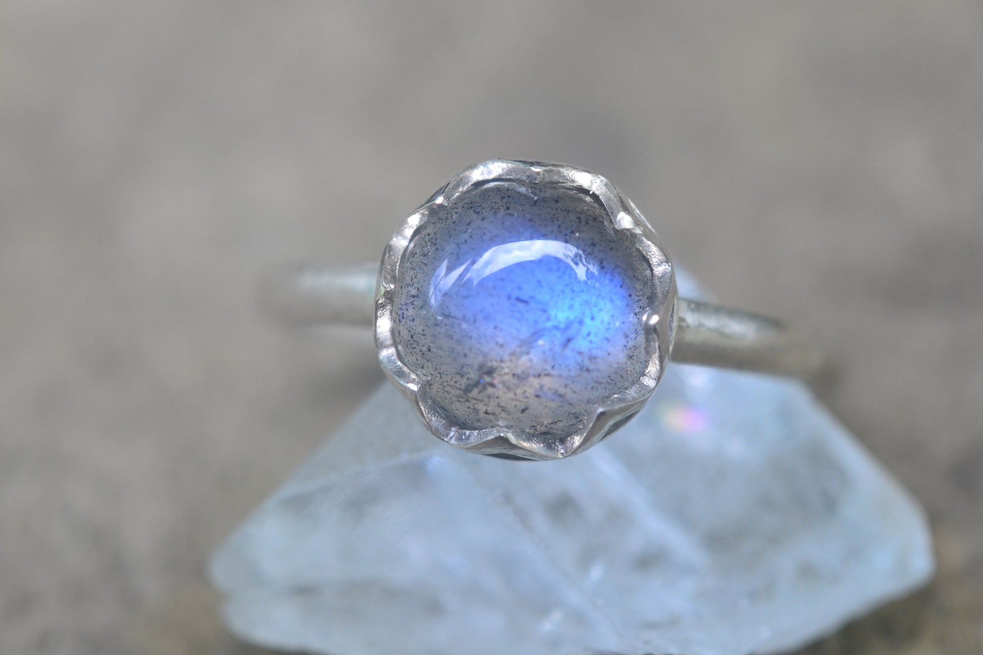 Silver Cathedral Ring With Labradorite
