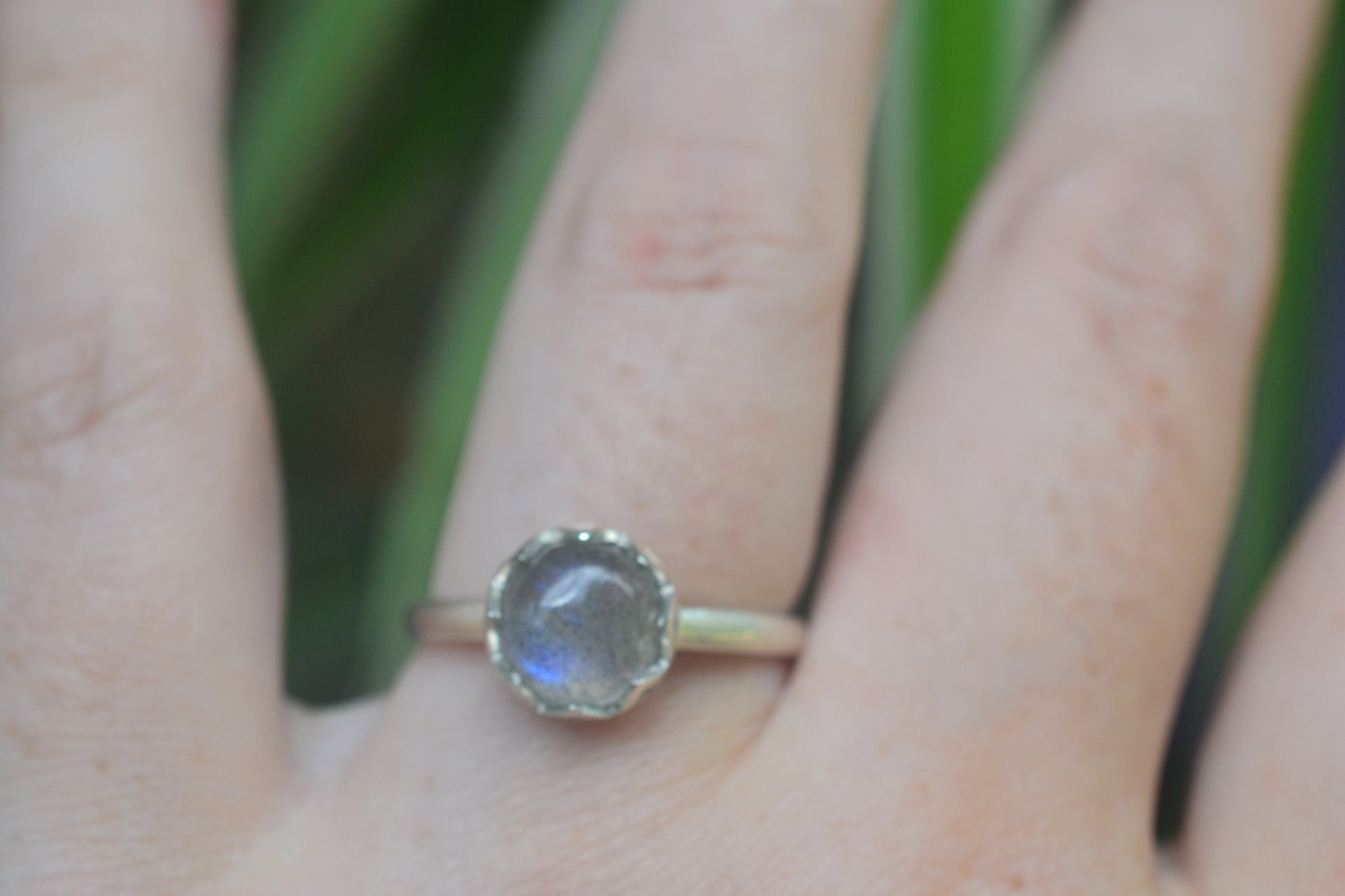 8mm Labradorite Cabochon Ring in Sterling