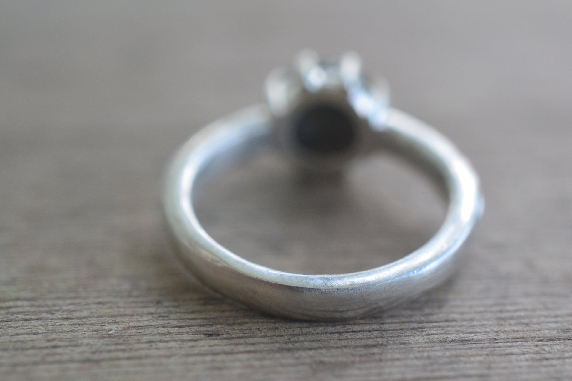 Open Backed Obsidian Ring in Sterling Silver