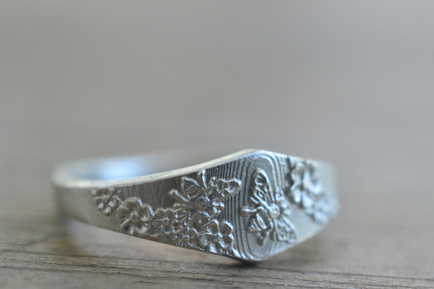 Solid Sterling Silver Nature Signet Ring