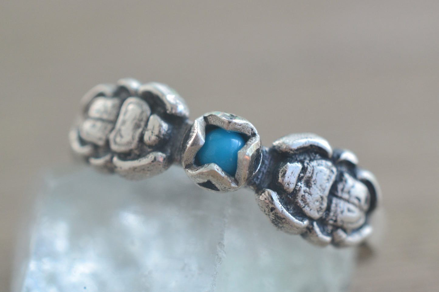 Egyptian Scarab Ring With Arizona Turquoise