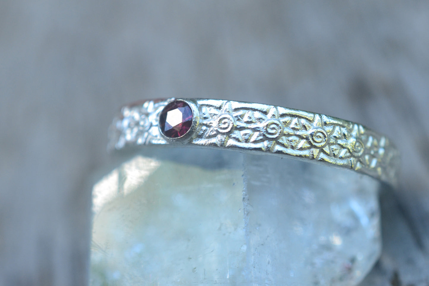 Tiny Garnet Ring in 925 Sterling Silver