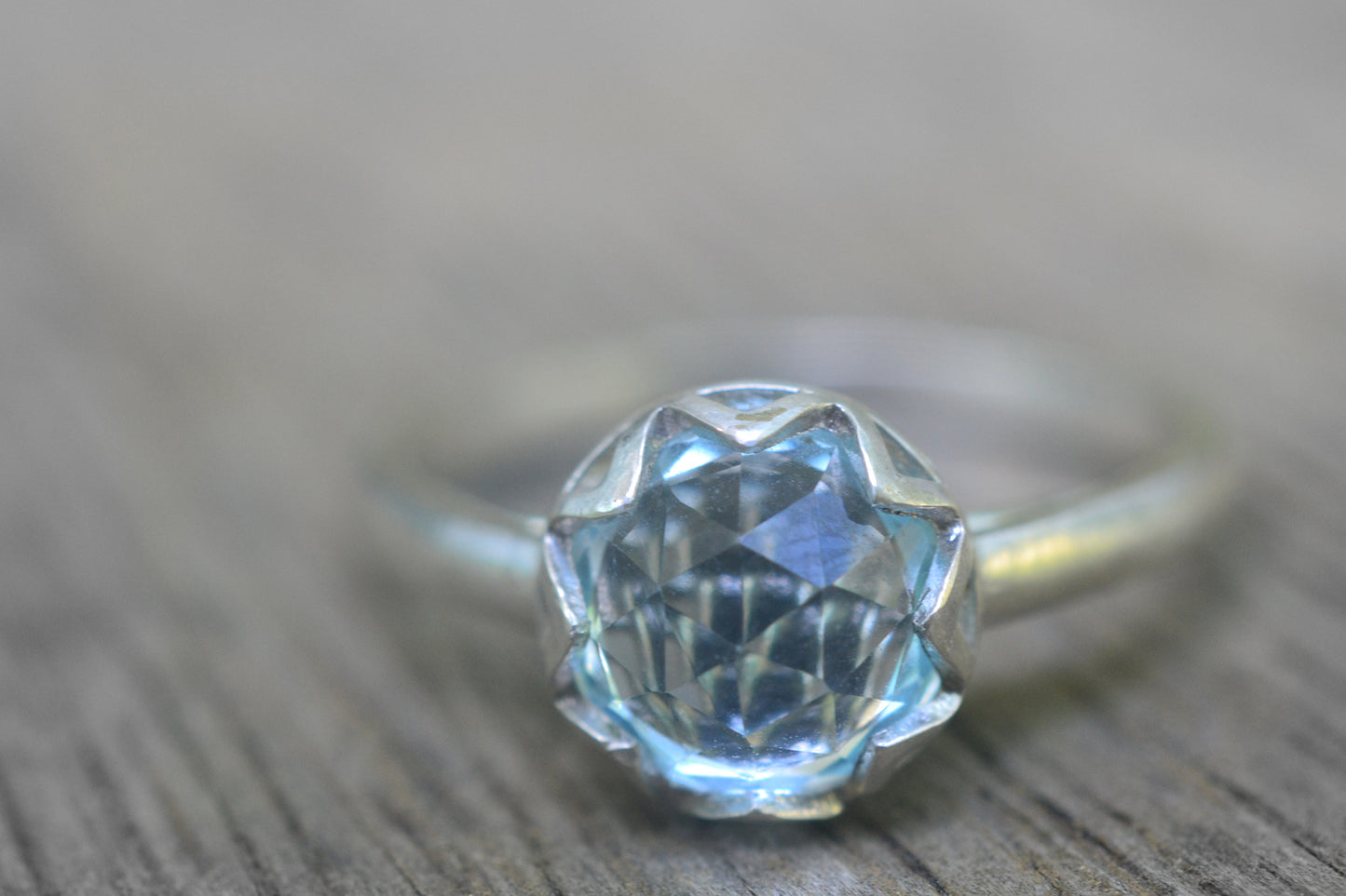 Pale Blue Topaz Engagement Ring in Sterling