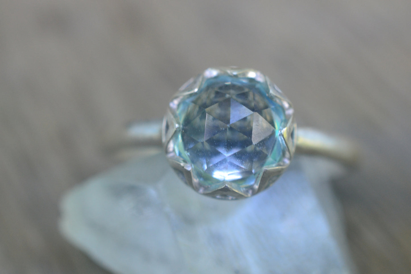 Sky Blue Topaz Cathedral Ring in Sterling
