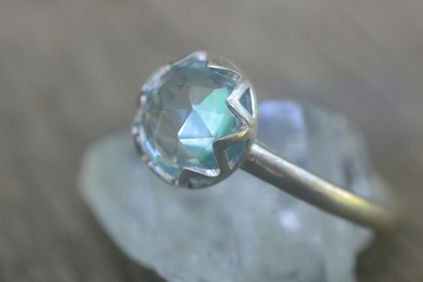 Blue Topaz Engagement Ring in Silver