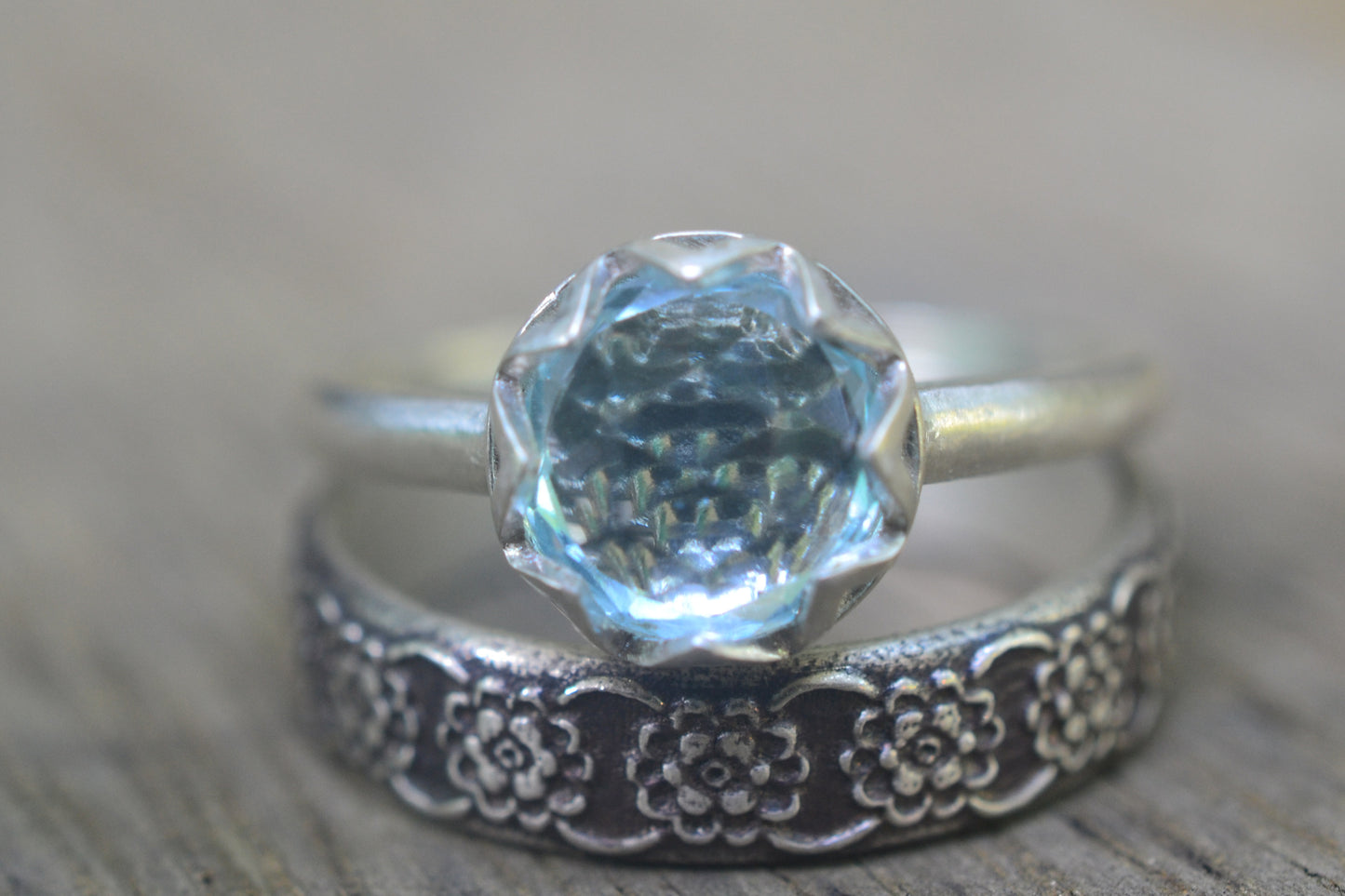 Sky Blue Topaz Bridal Ring Set in Silver
