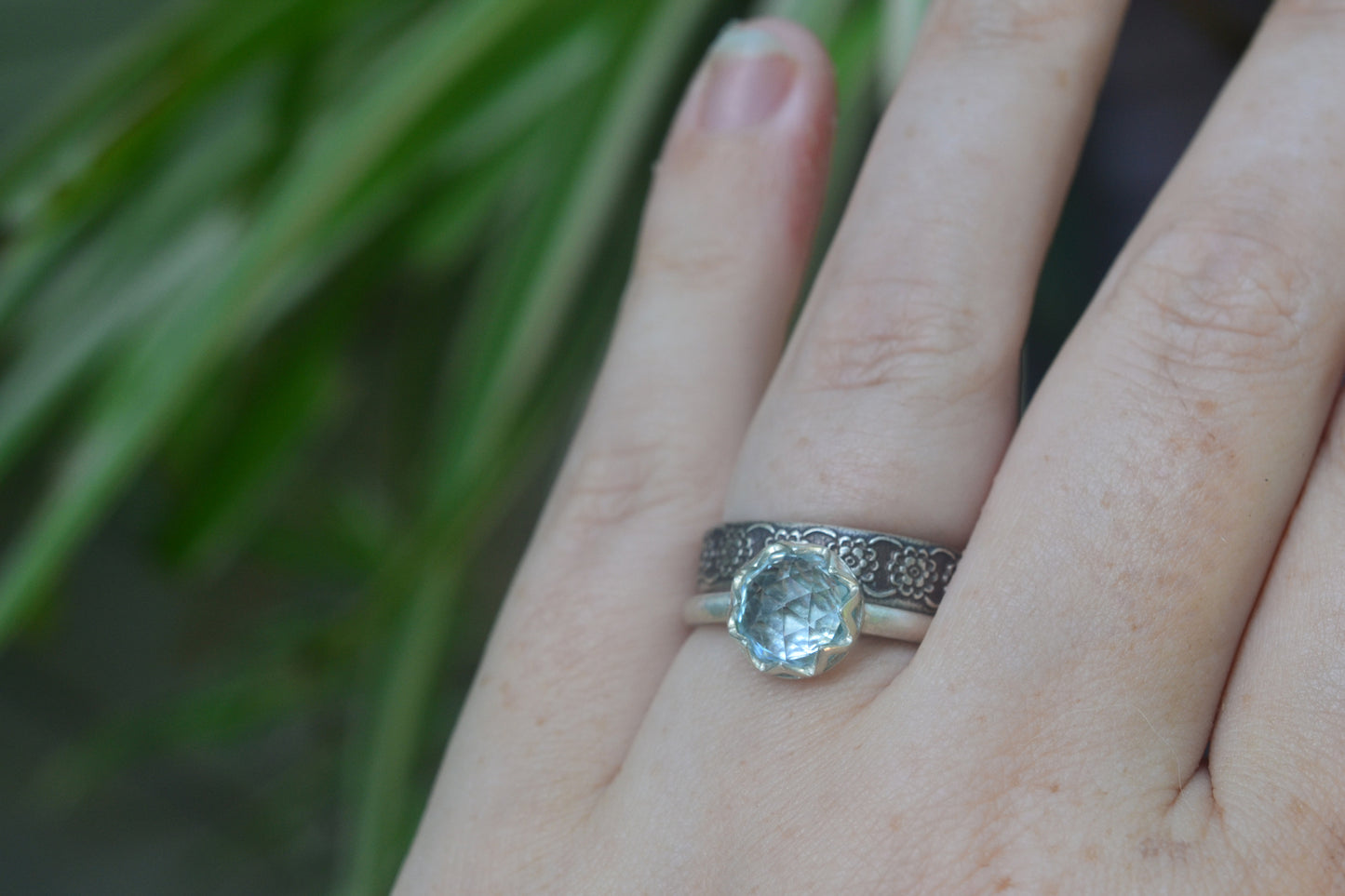 Wildflower Wedding Set with Blue Topaz