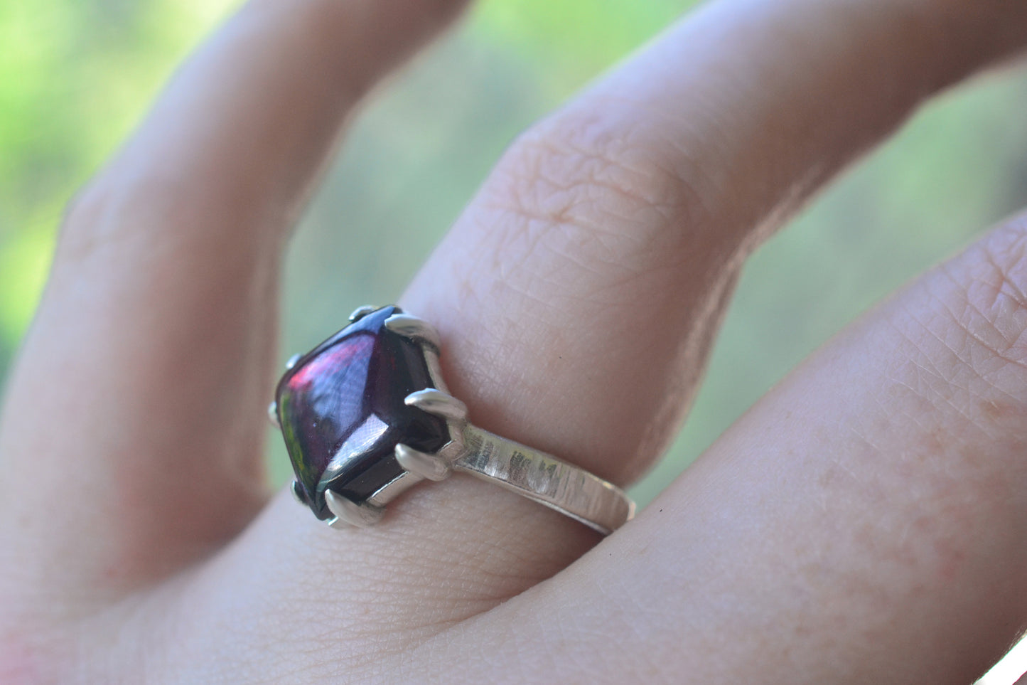 Large Garnet Statement Ring in Silver