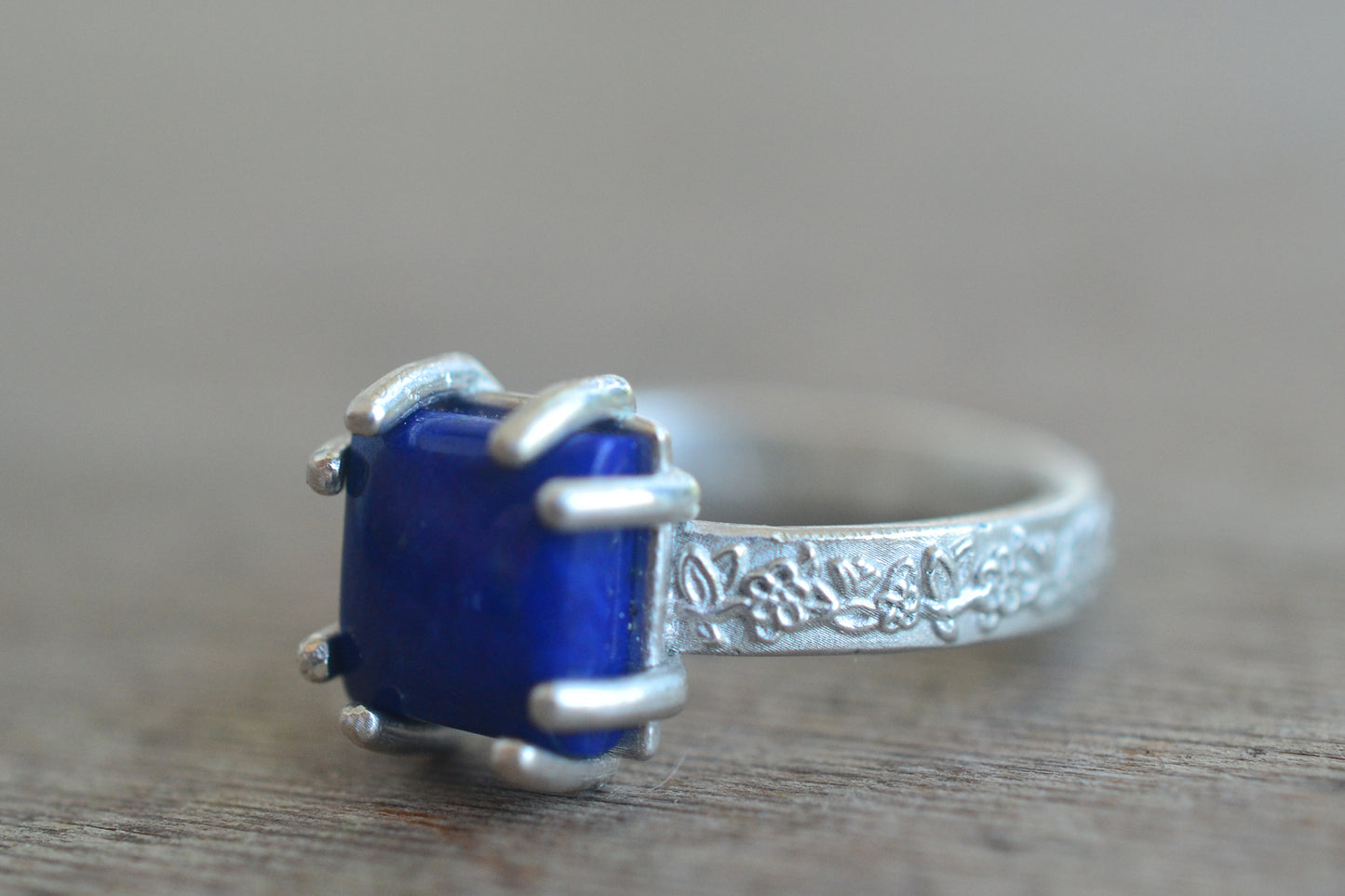 Square Lapis Lazuli Ring in Sterling Silver